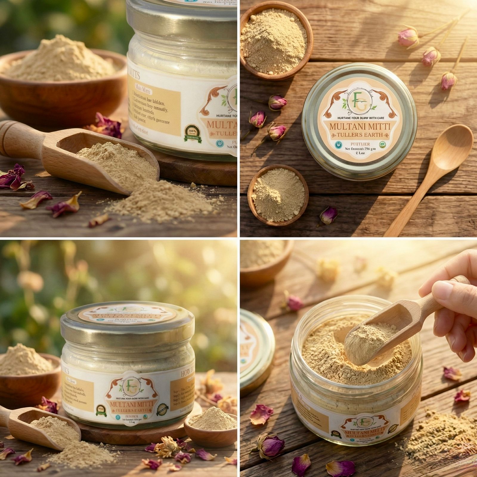 Thefourganics Pure Multani Mitti Powder (Glass Jars) - Twin Pack (100g x 2) - Image 4